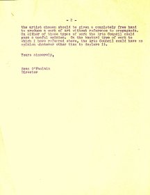 Letter from Seán Ó Faoláin, Arts Council to Thekla Beere, Department of Industry and Commerce (page 2)